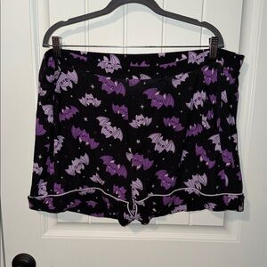 Purple Bat Print Pajama Shorts Plus Size